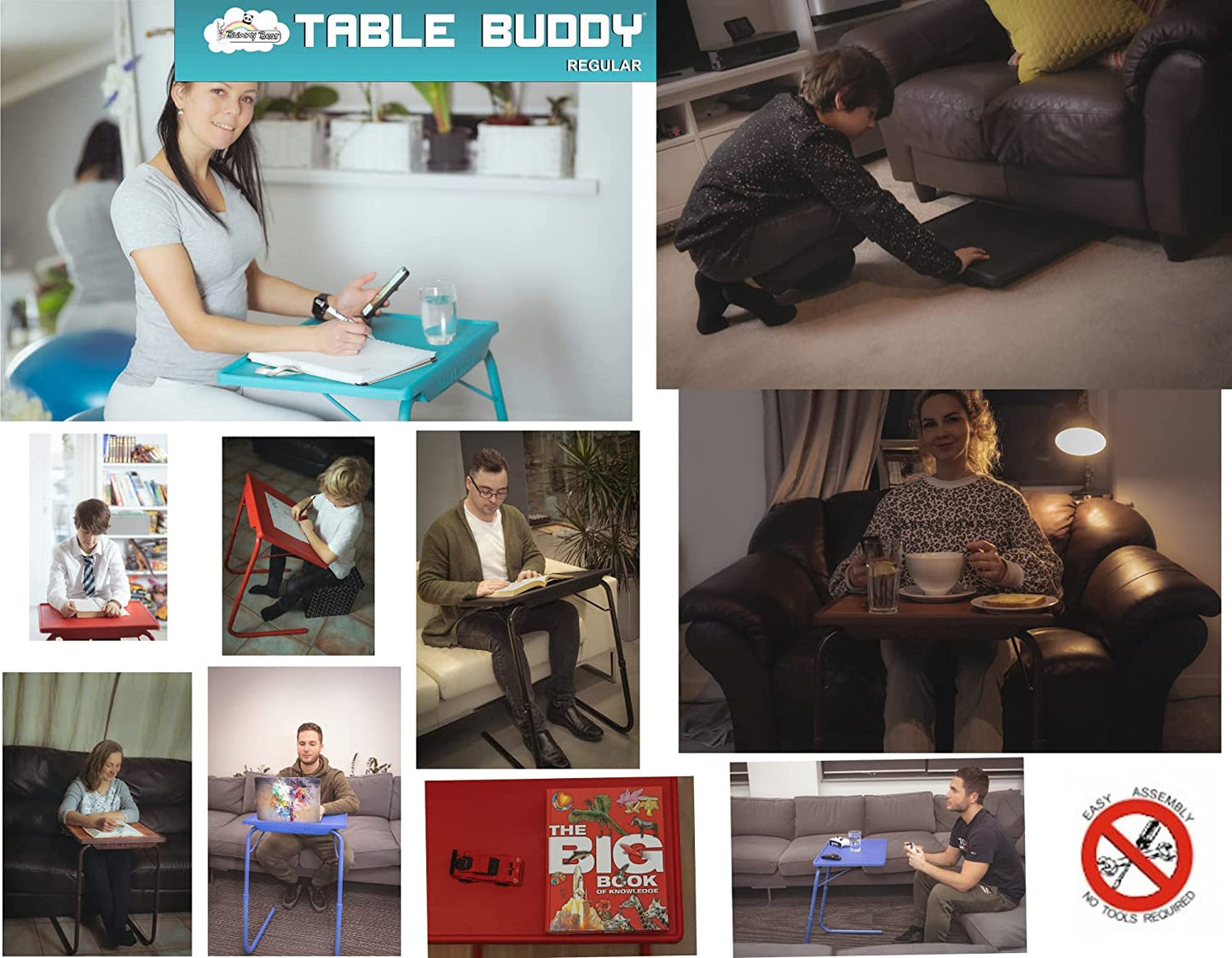 TABLE BUDDY ® | Adjustable Multi Position Portable Folding Table | Akzo Blue