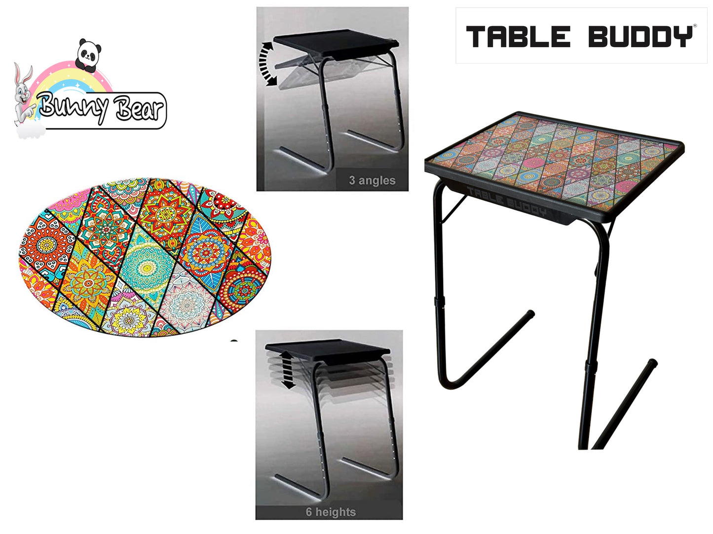 TABLE BUDDY ® | Adjustable Multi Position Portable Folding Table | Mandala