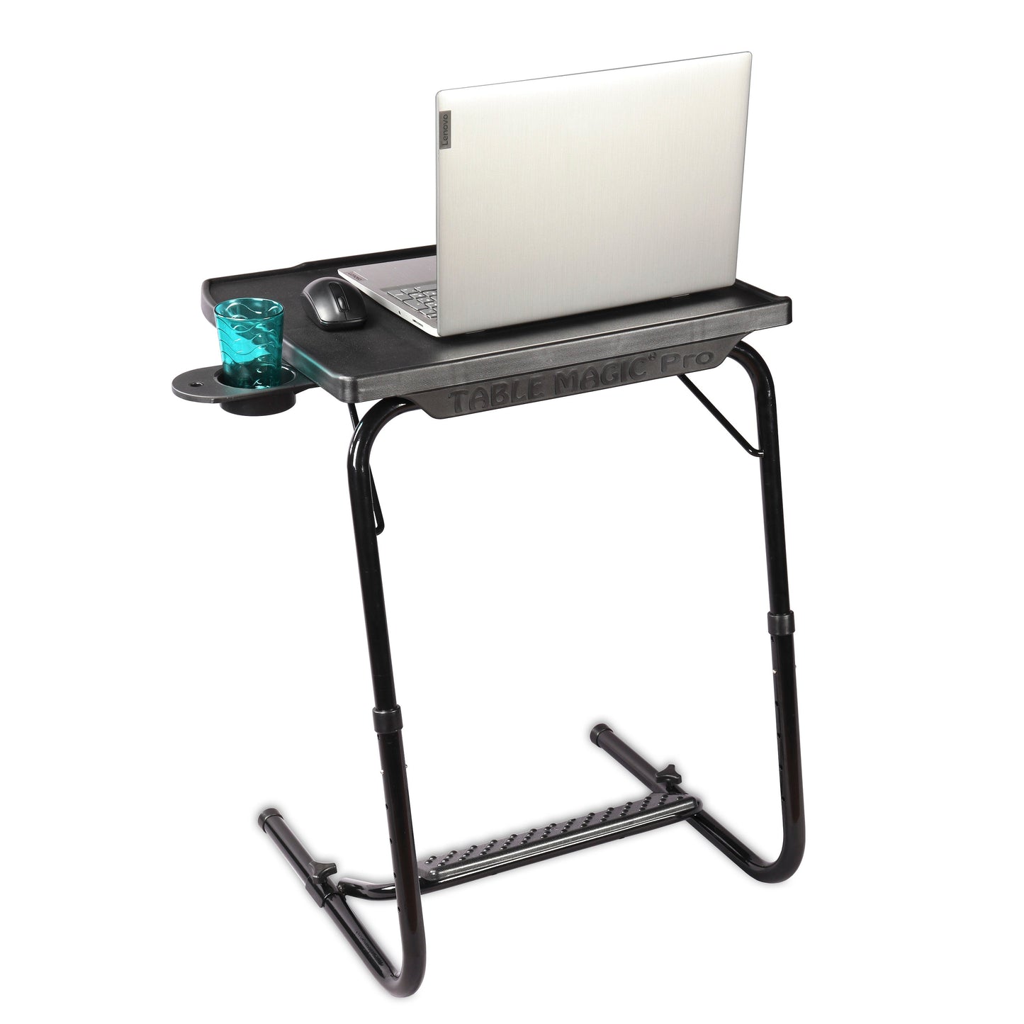 TABLE BUDDY executive ® | Folding Table With Cup Holder & Detachable Foot Rest | Black