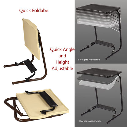 TABLE BUDDY executive ® | Folding Table With Cup Holder & Detachable Foot Rest | Marble